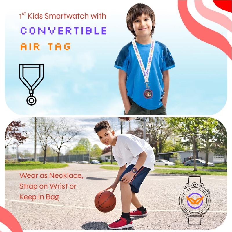 WatchOut Next-Gen+ Kids Phone Smartwatch with GPS Tracking, Heart Rate, Fever Alert, 4G Sim Enabled, Audio-Video Call, Convirtible Air Tag, Changeable Dial Ring, SOS & Parental Lock (Captain Blue)
