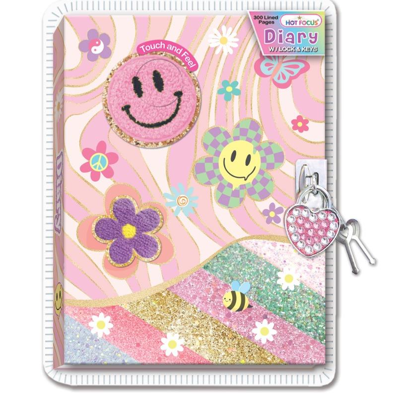 Hot Focus Smiley Flower Secret Diary with Lock