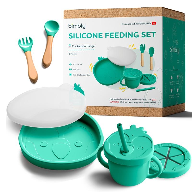 بيمبلي - مجموعة ادوات مائدة سيليكون 8 في 1 لون أخضر
