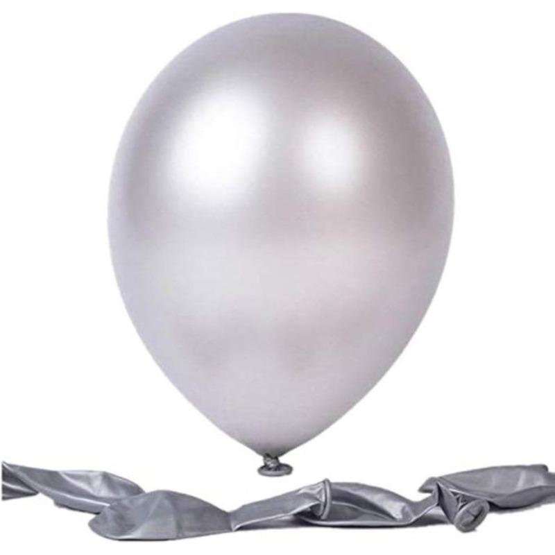 Silver Metallic Latex Party Balloons –
