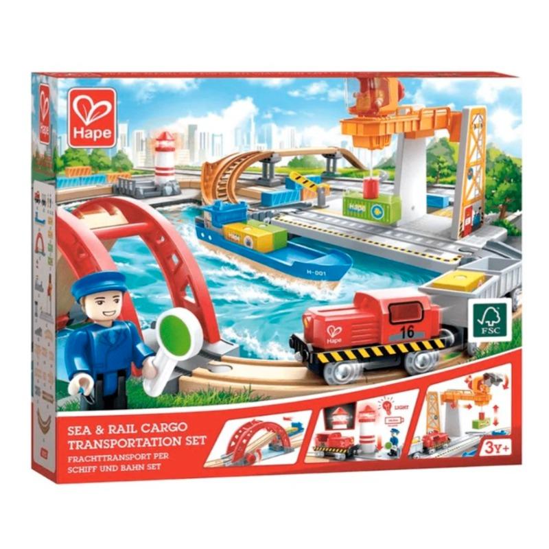Hape Sea & Rail Cargo Transport Set