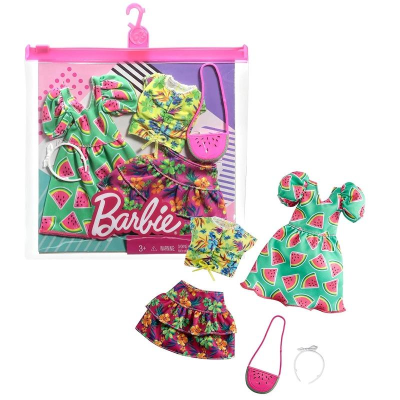 باربي - مجموعة أزياء دمى باربي قطعتين - متعددة الأشكال