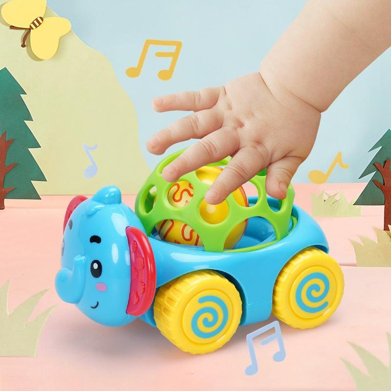 فايف ستار - سيارة خشخيشة للأطفال شكل فيل قابل للسحب للخلف