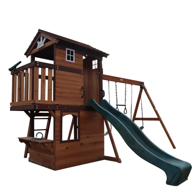Mountpeak Elbrus Swing Set And Playhouse With Wooden Roof