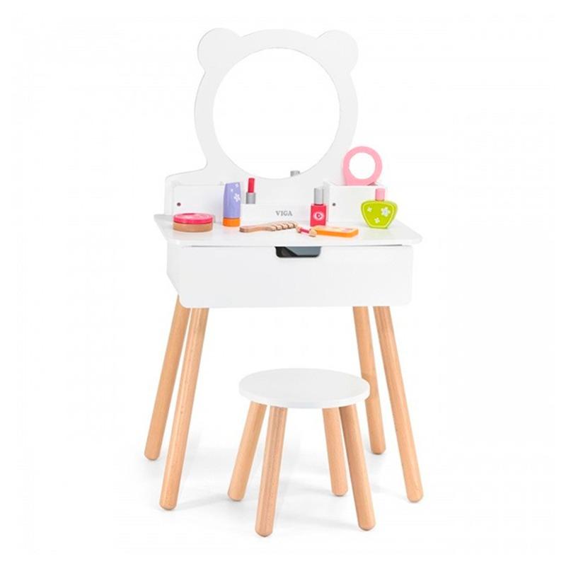 VIGA Large White Wooden Dressing Table