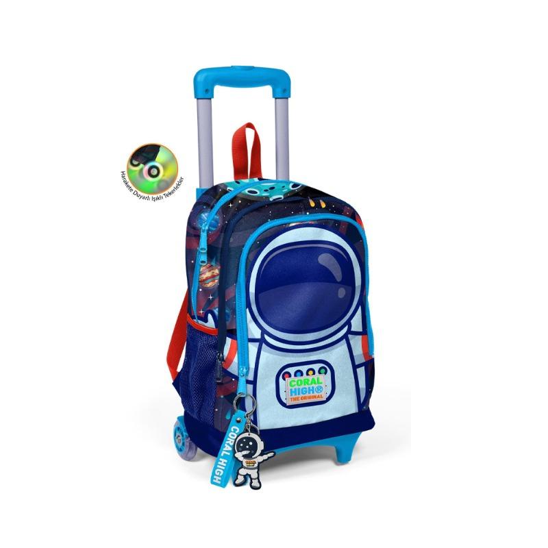Coral High Kids Trolley School Backpack Astronaut Patterned Blue