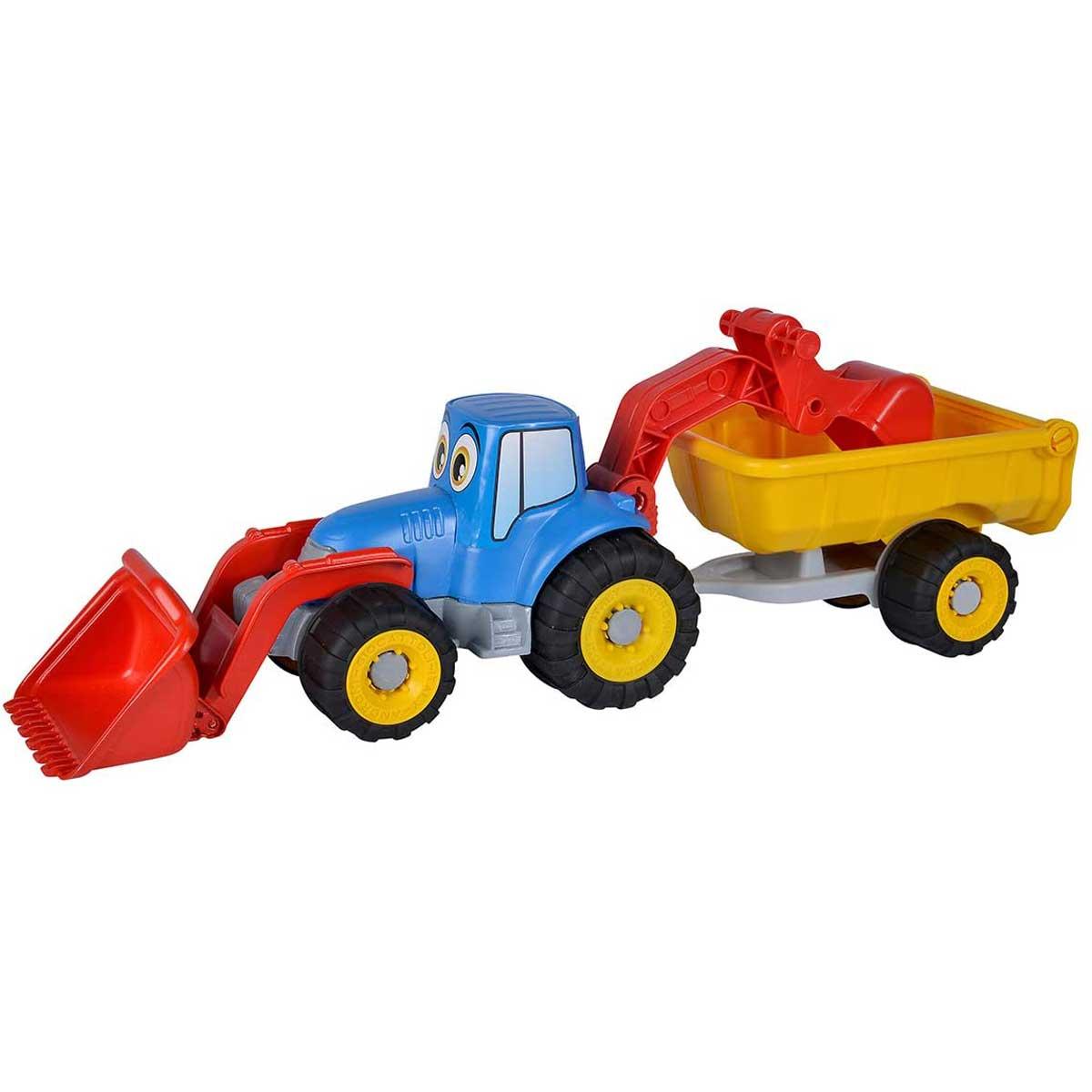Tractor with Shovel Excavator and Trailer