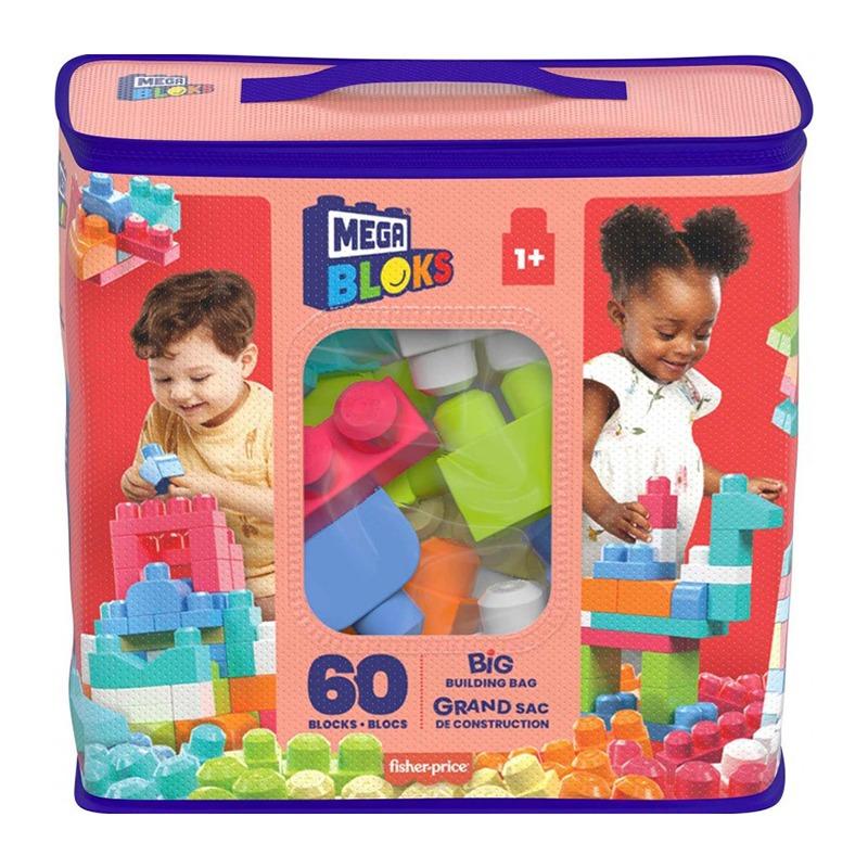 ميجا بلوكس - حقيبة كتل البناء 60 قطعة - لون وردي