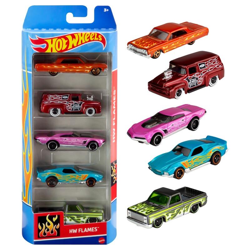 Hot Wheels Basic 5-Pack Die-Cast Toy Cars in 1:64 Scale (Styles & Colors May Vary)