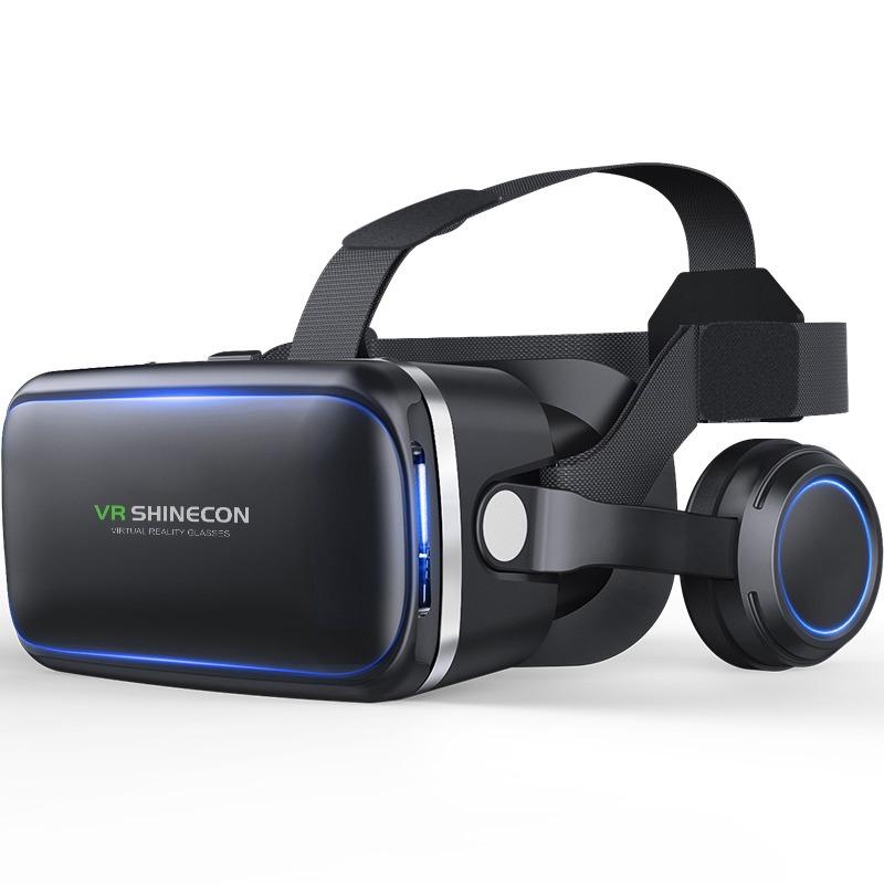 Vr Shinecon 3D Glasses Headset with Headphone - Black