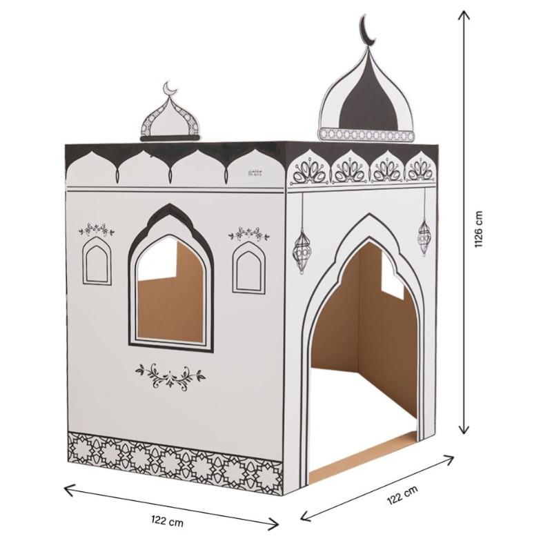HilalFul Cardboard Mosque Coloring - Black and White