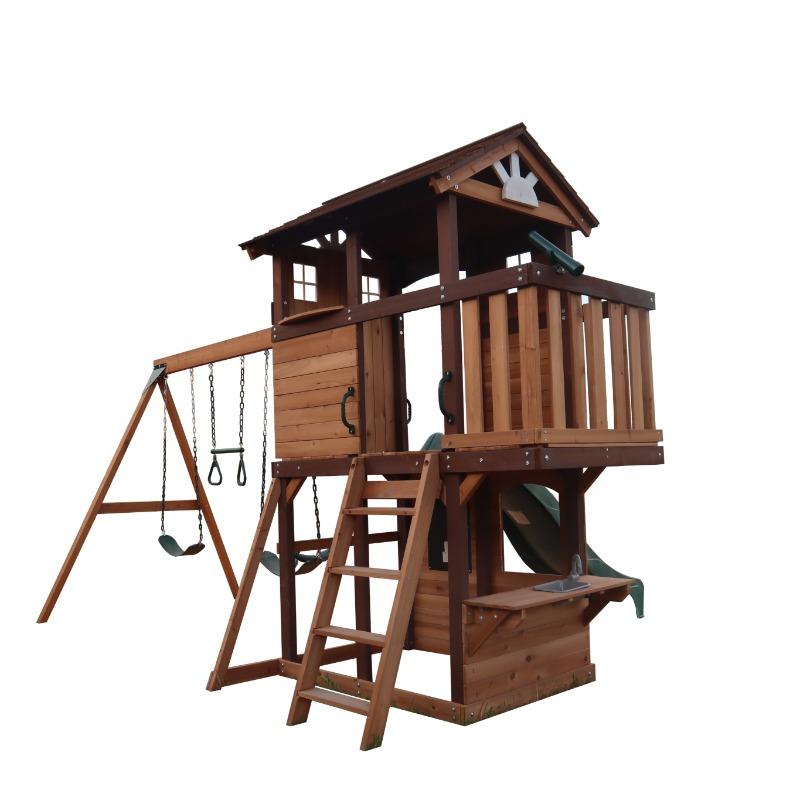 Mountpeak Elbrus Swing Set And Playhouse With Wooden Roof