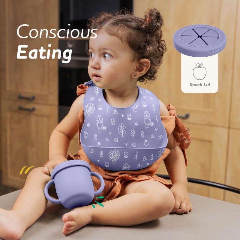 بيمبلي - طقم كوب سيليكون بماصة 4 قطع لون بنفسجي