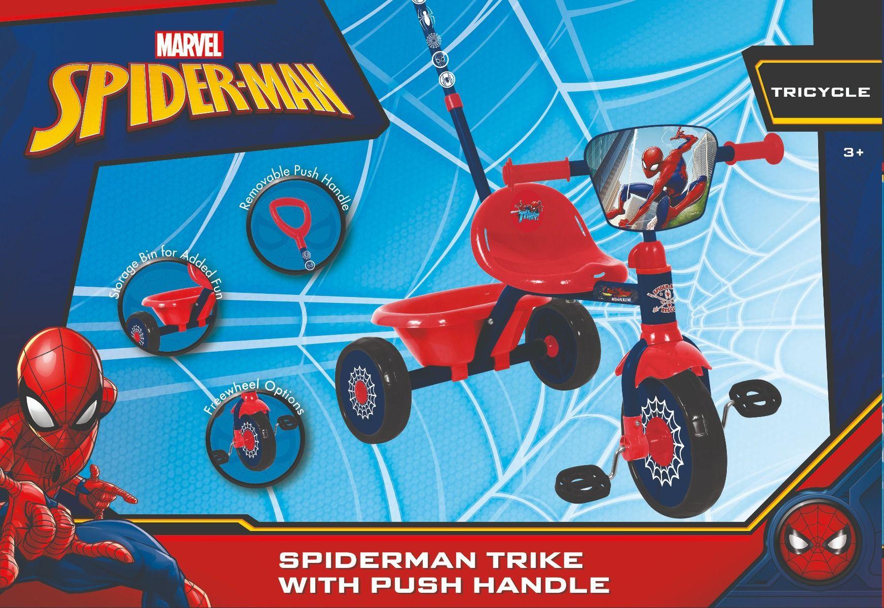 Marvel Spiderman Trike with Push Handle