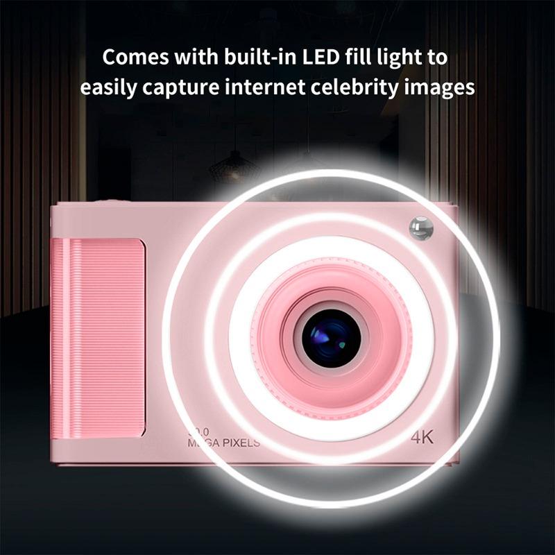 كاميرا رقمية ثنائية العدسات بدقة 4K - لون وردي