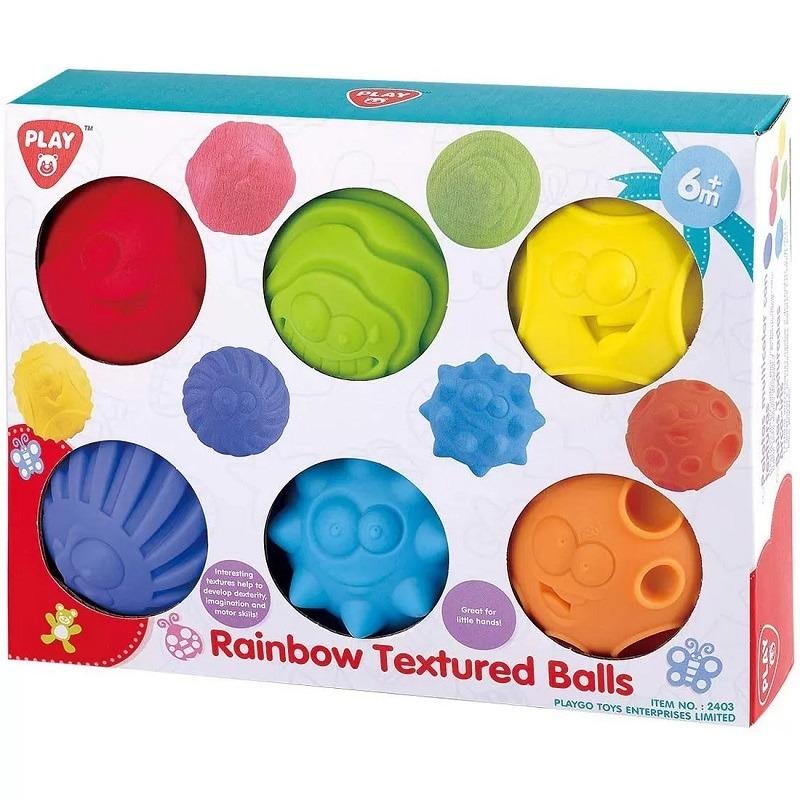 PlayGo Rainbow Textured Balls - 6 Pieces