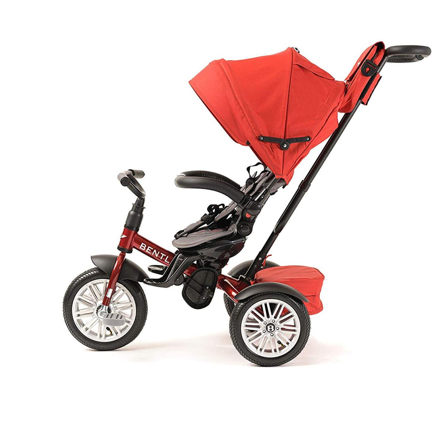 بينتلي - عربة الأطفال ثلاثية العجلات لون أحمر