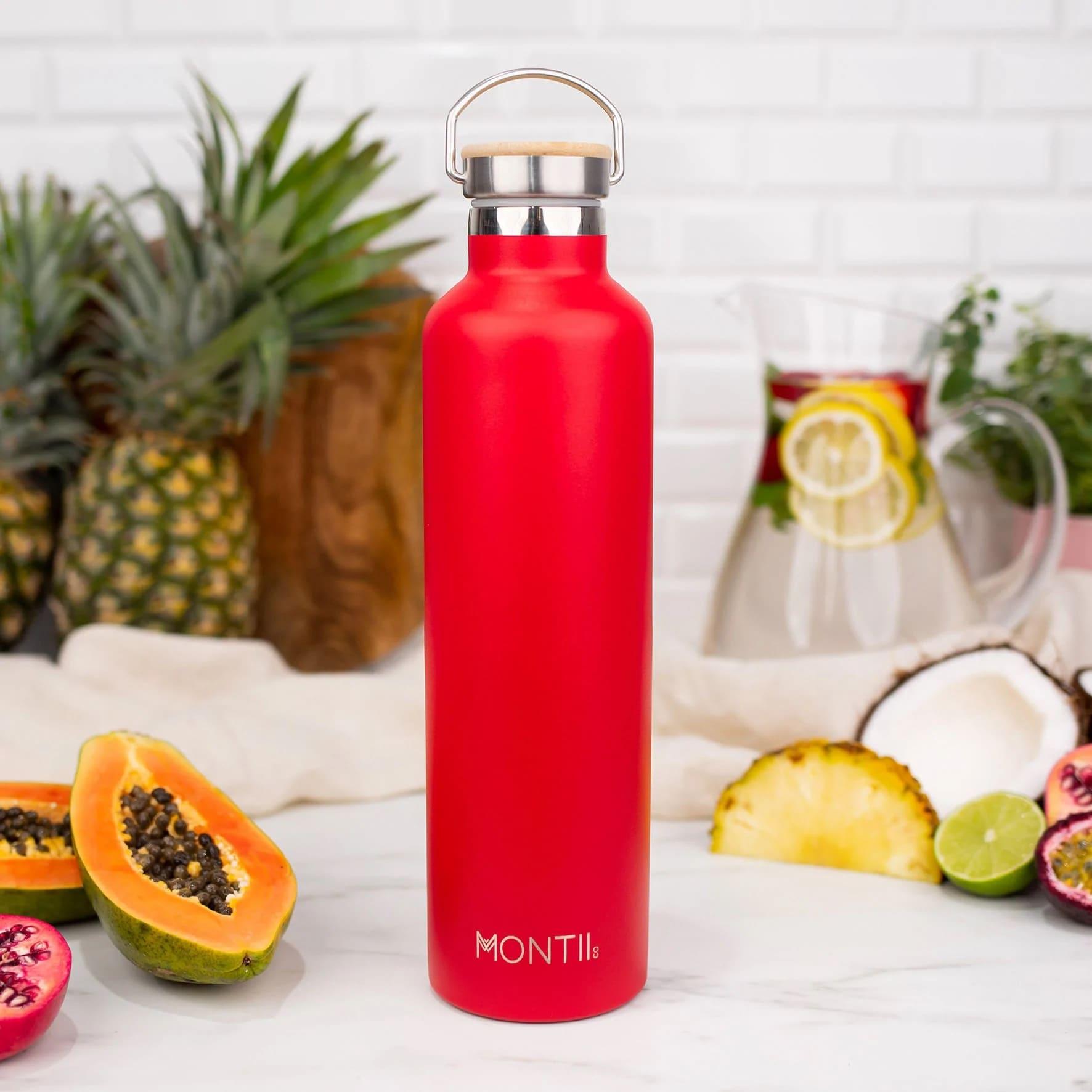 مونتيكو - مطارة مياه حافظة للحرارة لون أحمر 1000 مل