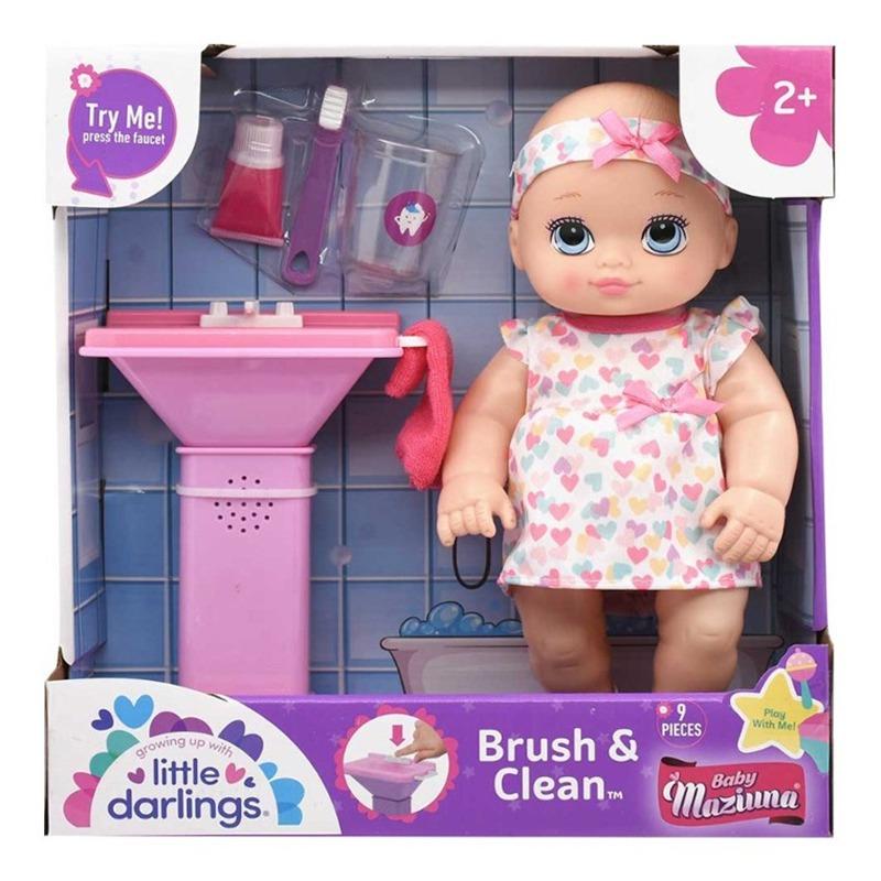 Baby Maziuna Little Darlings Brush and Clean Doll 9 Pcs