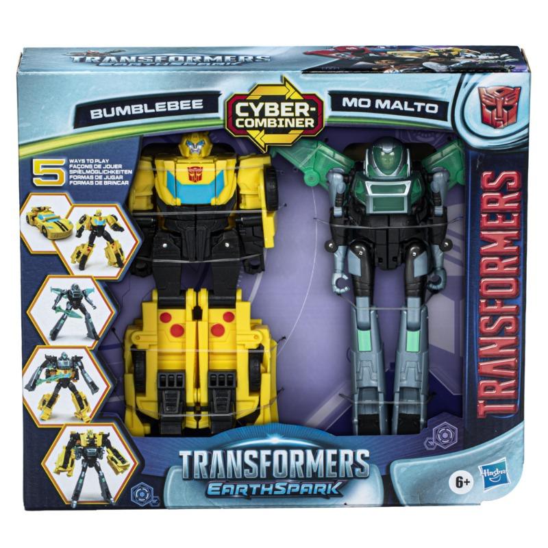 Transformers Earth Spark Cyber Combiner Bumblebee and Moe Malto Figures