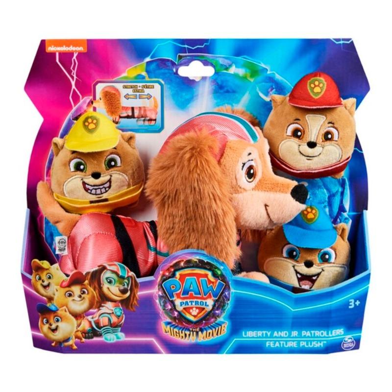 PAW Patrol Mighty Pups Liberty Plush Toy with Three Junior Mini Stuffed Animals