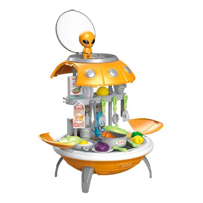 يوفو - مجموعة لعبة المطبخ بتصميم فضائى لون برتقالي