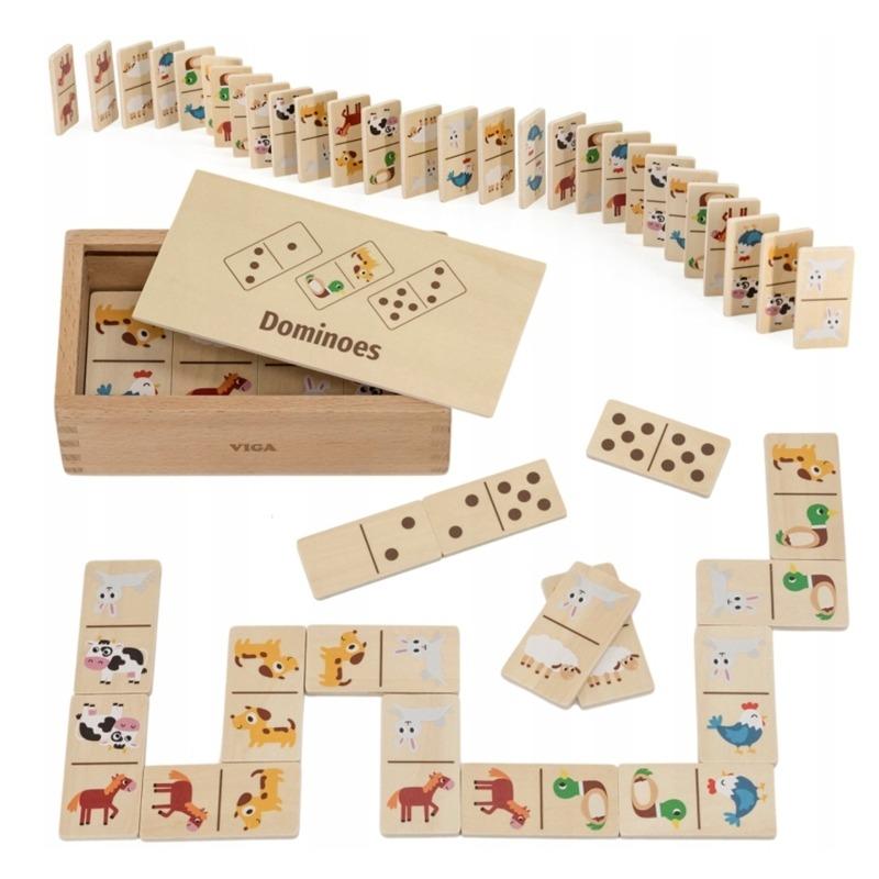 فيجا - لعبة دومينو خشبية 2 في 1 حيوانات وأرقام