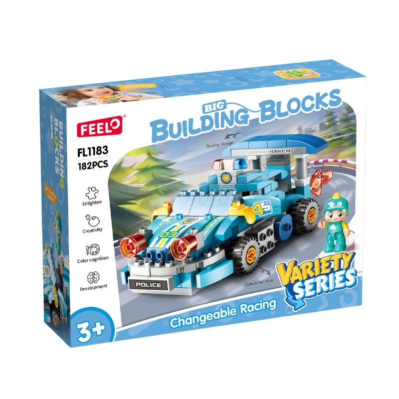 فييلو طقم بناء سيارة شرطة سباق قابلة للتحويل – 182 قطعة للأطفال