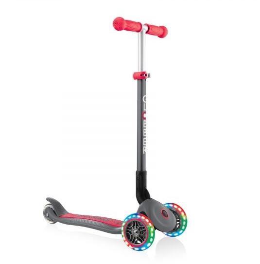 Globber Primo Foldable With Lights Grey - Red
