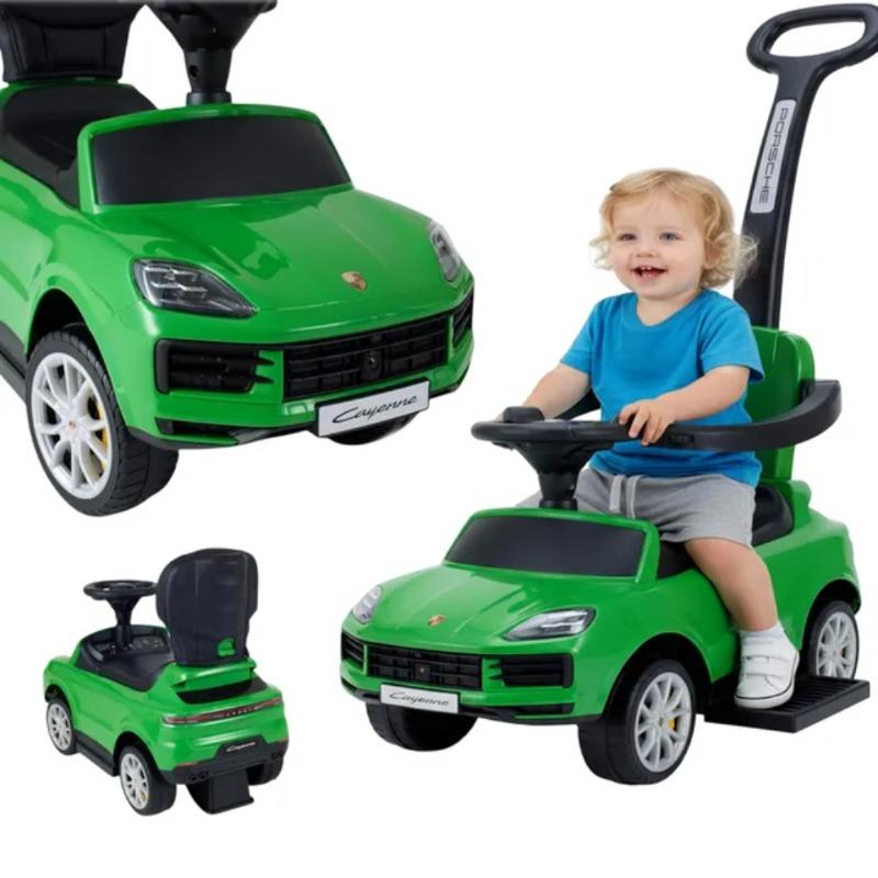 TOBBI Porsche Cayenne 3-in-1 Ride-On Car with Push Bar – Green