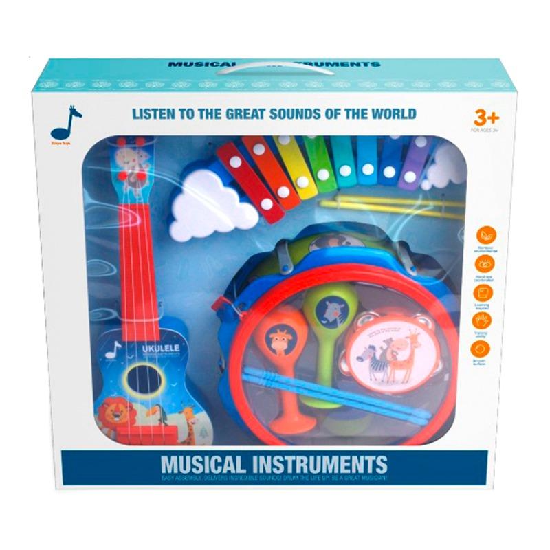 مجموعة لعب الادوات الموسيقية 11 قطعة لون أزرق