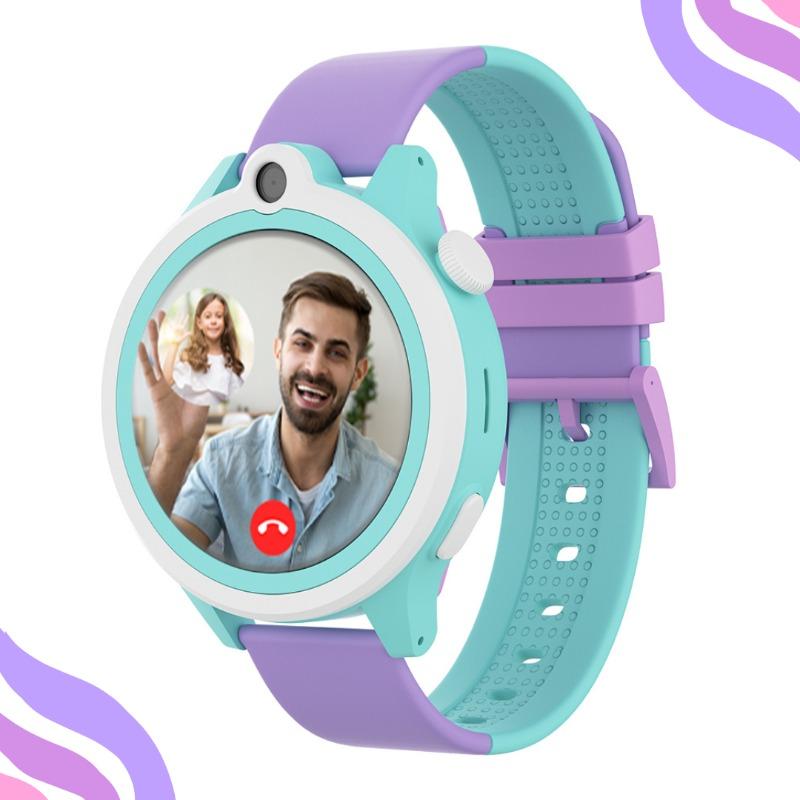 WatchOut Next-Gen+ Kids Phone Smartwatch with GPS Tracking, Heart Rate, Fever Alert, 4G Sim Enabled, Audio-Video Call, Convirtible Air Tag, Changeable Dial Ring, SOS & Parental Lock (Lavender Purple)