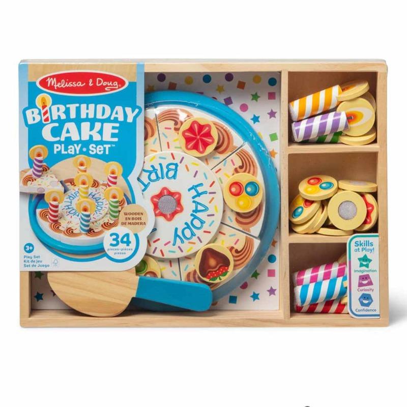 Melissa & Doug Wooden Birthday Cake Play Set - Pretend Party Toy