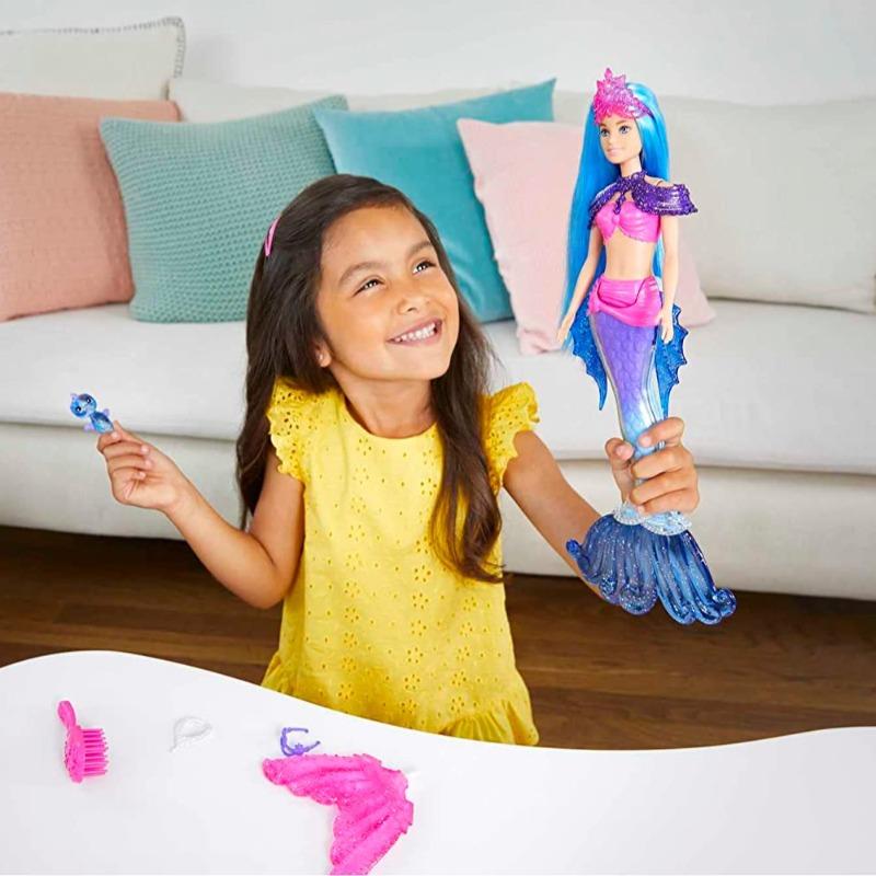 Barbie - Malibu Mermaid Power Blue Hair Doll with Interchangeable Flipper and Accessories