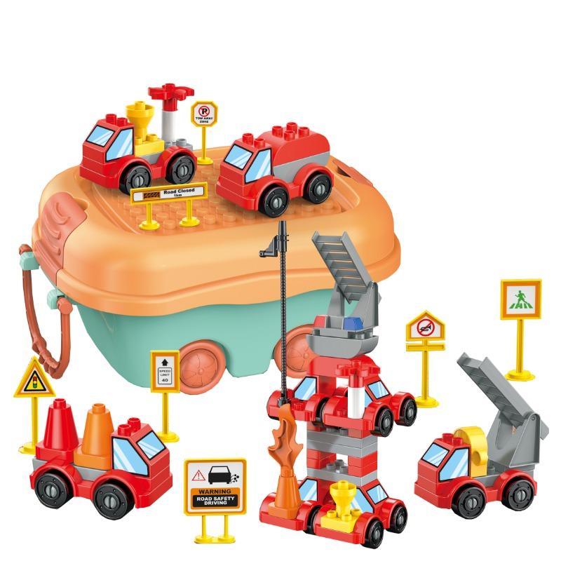 منجاد - مجموعة مكعبات بناء مركبات الإطفاء 68 قطعة