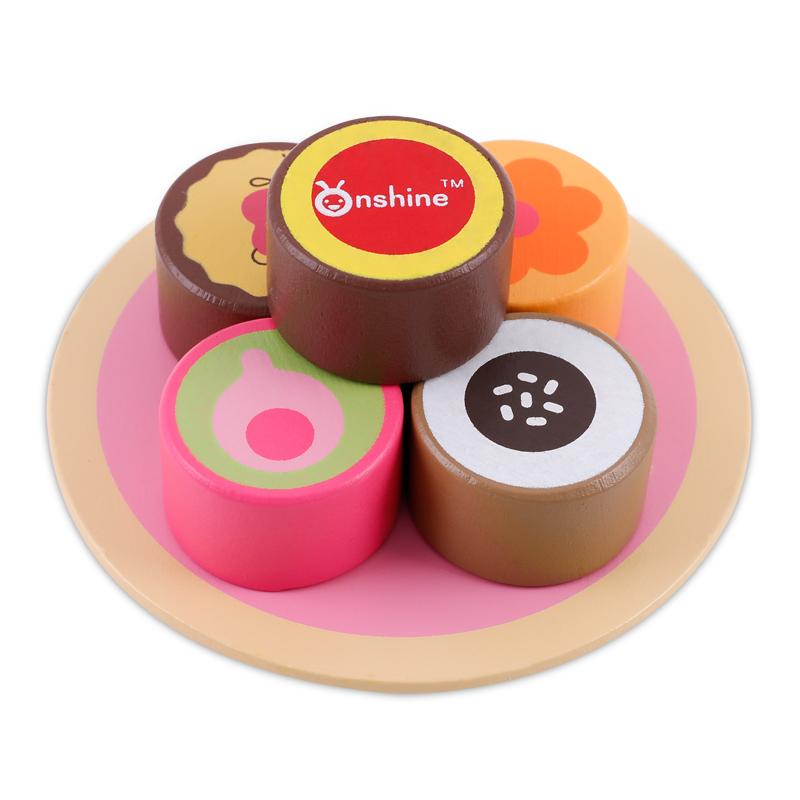 مجموعة طقم الشاي الخشبي - وردي