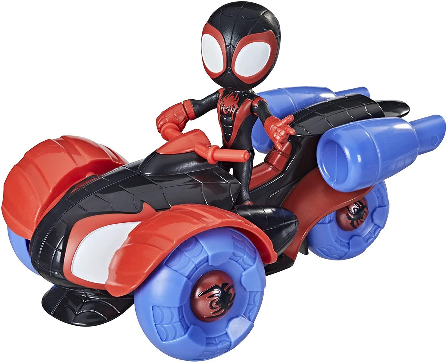 Marvel Spiderman Miles Morales Figure With Transformer Techno-Racer