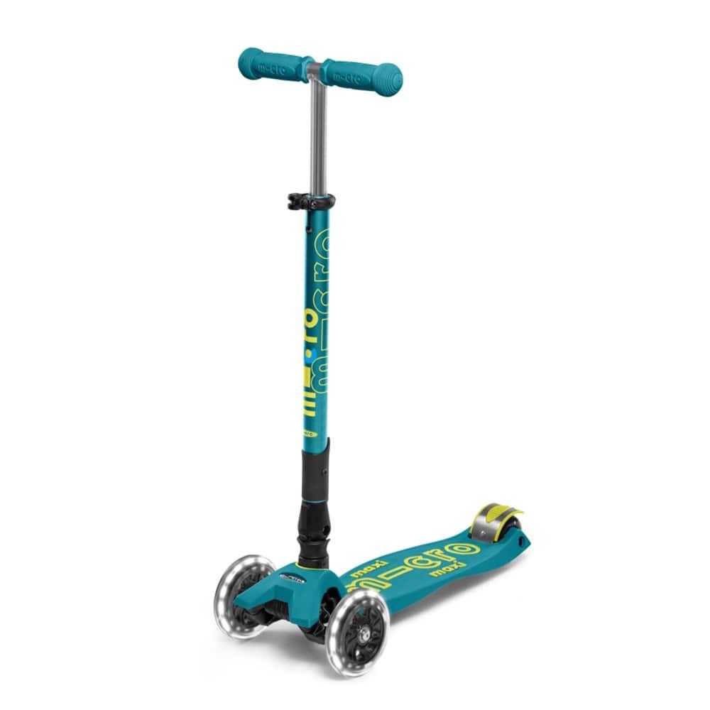 Micro Maxi Deluxe Foldable LED Scooter Petrol Green
