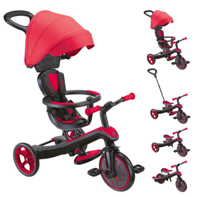 Globber 4-in-1 Convertible Kids Tricycle with Parent Handle & Canopy