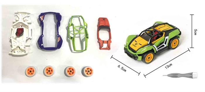 D Power Modified Die Cast Metal Pull Back Car - Off Road Green & Yellow