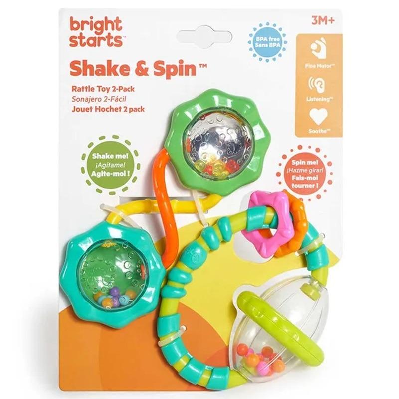 برايت ستارتس - مجموعة خشخيشة وعضاضة شيك & سبين - قطعتين