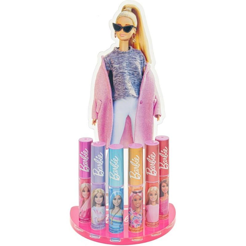 مجموعة ملمعات الشفاه باربي مع حامل أكريليك للأطفال