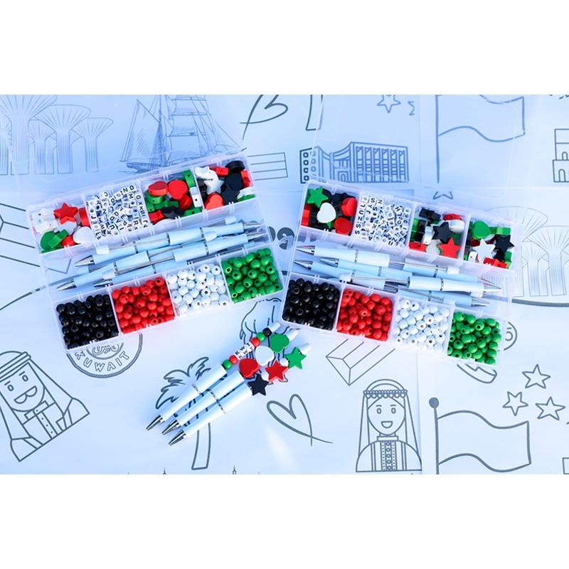 Twinsco Pens With Beads - Colors Of The Kuwait Flag