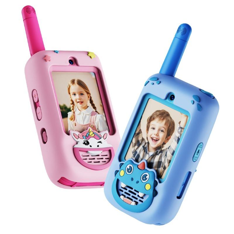 WatchOut Connect Kids Video Walkie Talkies, Age 3–13, No Sim - No WiFi required, Pack of 2 (Blue/Pink)