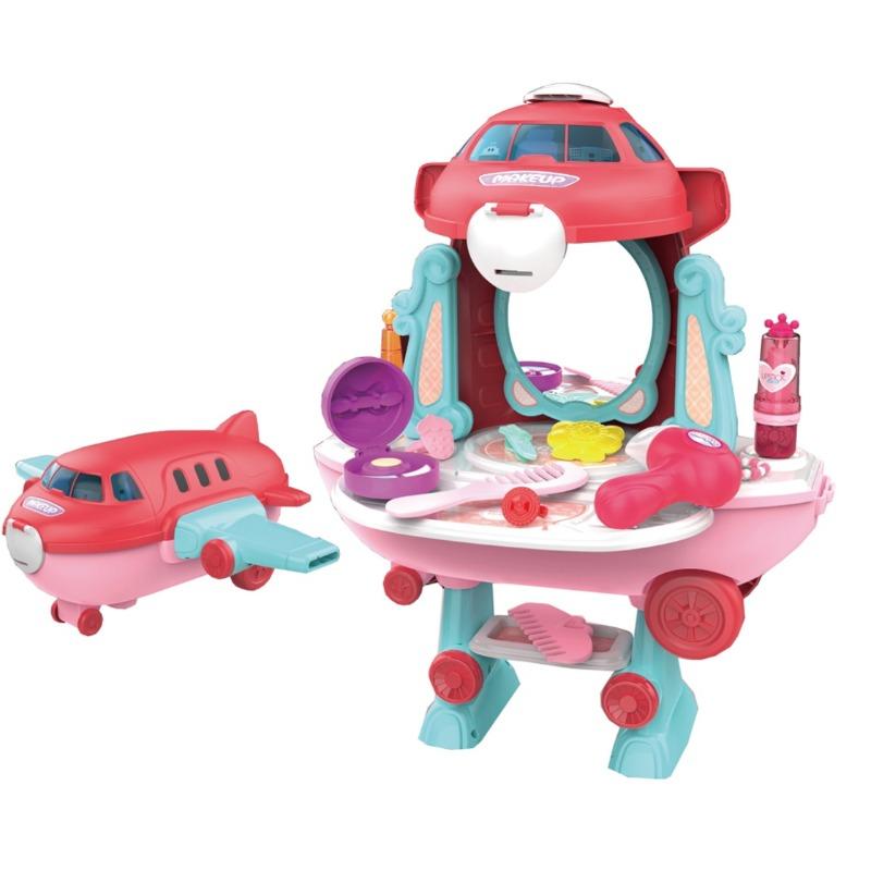 مجموعة أدوات التجميل بتصميم طائرة - 28 قطعة