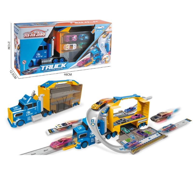 Double Door City Container Storage & Ejection Alloy Car Set