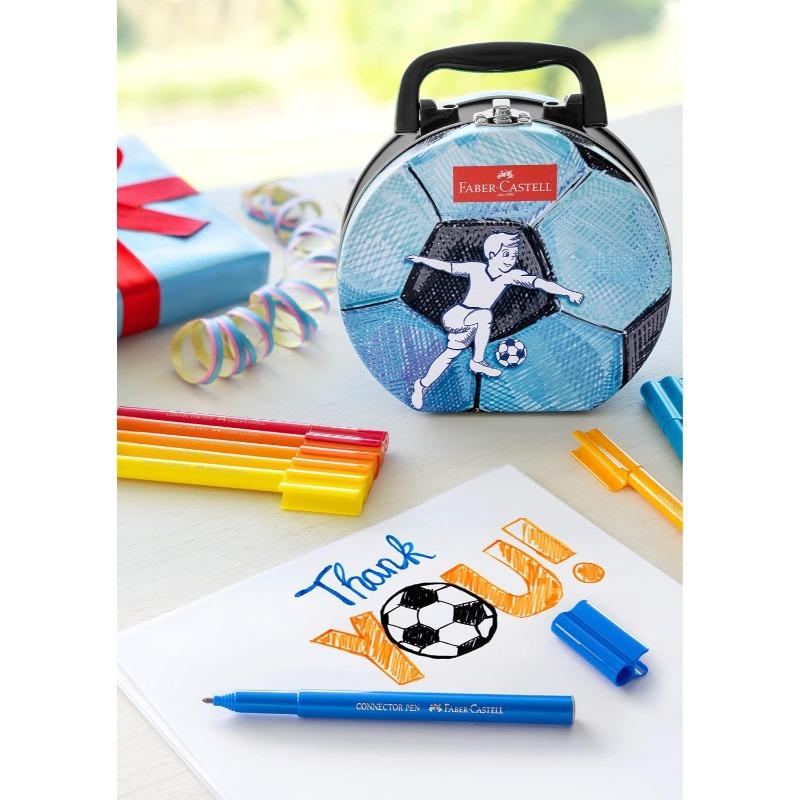 Faber-Casell Connector Pen Set – 33 Colors in Football Bag Tin