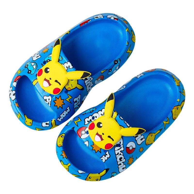 Cheerful Mario Pikachu Transfer Slippers Blue