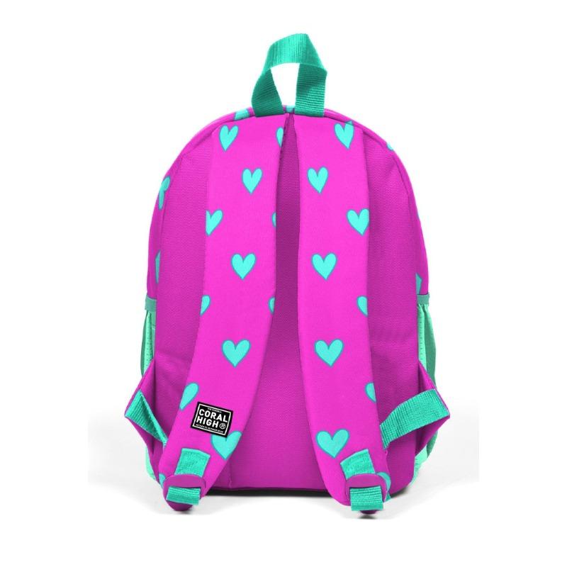 Tiny Nest Backpack Neon Pink Aqua Green Heart Patterned