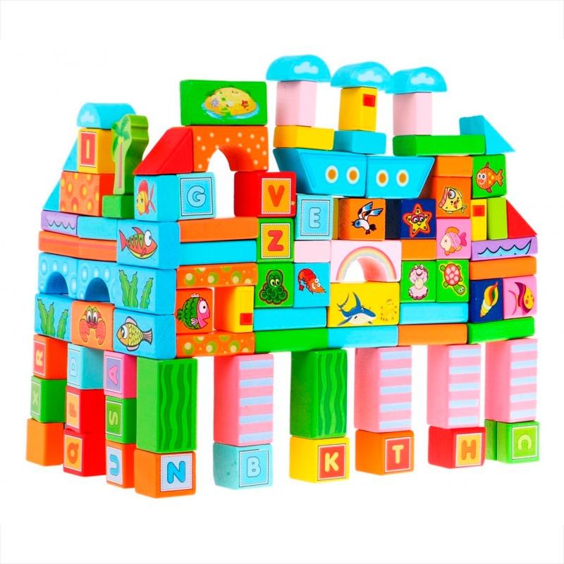 Beilaluna - Wooden Ocean Building Blocks - 100 Pcs